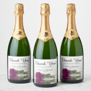 Étiquettes Pour Bouteilles De Vin Mousseux Reflet Cassis Magenta Rose Mariage Merci
