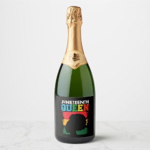 Étiquettes Pour Bouteilles De Vin Mousseux Reine Juneteenth Fille Afro Noire Mélanine 