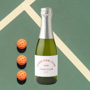 Étiquettes Pour Bouteilles De Vin Mousseux Rétro Orange Après PKBL Club Crest Pickleball