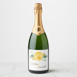 Étiquettes Pour Bouteilles De Vin Mousseux Rose jaune du Texas Mariage