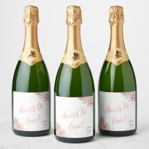 Étiquettes Pour Bouteilles De Vin Mousseux Rose rose pâle Fête des mariées élégante