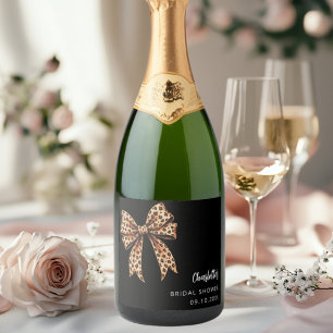 Étiquettes Pour Bouteilles De Vin Mousseux Ruban imprimé léopard noir Baby Shower