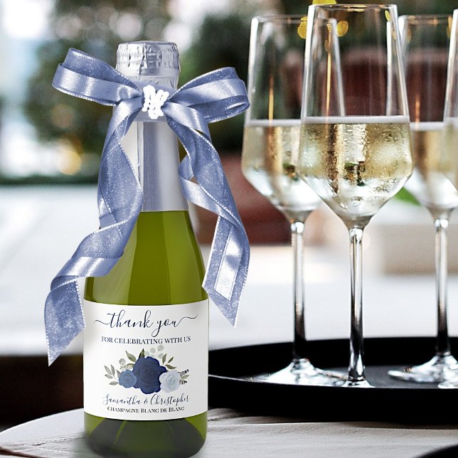Étiquettes Pour Bouteilles De Vin Mousseux Russe Bleu Rose Mariage Merci Mini (Créateur téléchargé)