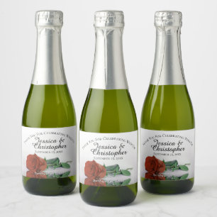 Étiquettes Pour Bouteilles De Vin Mousseux Rust Orange Rose Classé Mariage Merci Mini