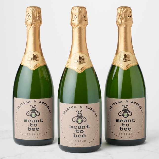 Étiquettes Pour Bouteilles De Vin Mousseux Rustique Signifie Être Mariage (Bouteilles)