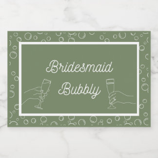 Étiquettes Pour Bouteilles De Vin Mousseux Sage Bridesmaid Bubbly Mini Sparking Wine Lab