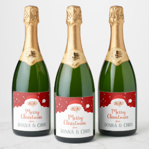 Étiquettes Pour Bouteilles De Vin Mousseux Santa Claus - Joyeux Noël - Personnalisé