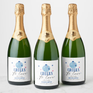 Étiquettes Pour Bouteilles De Vin Mousseux Santorin Bougainville à carreaux bleus enterrement