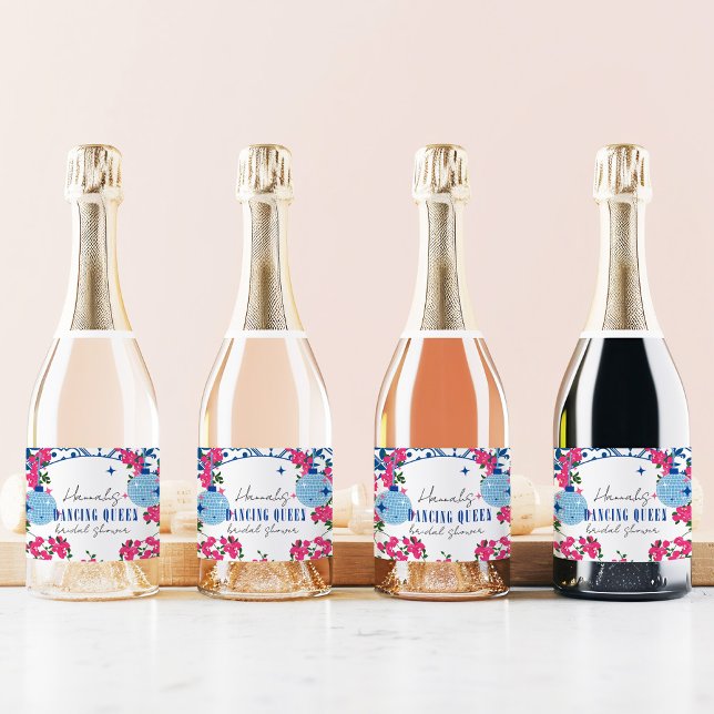 Étiquettes Pour Bouteilles De Vin Mousseux Santorin Musical Bougainvillea nuptiale (Créateur téléchargé)