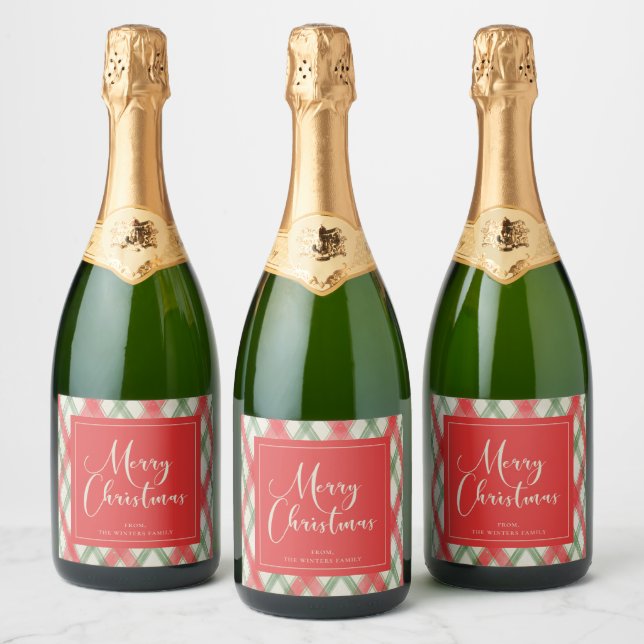 Étiquettes Pour Bouteilles De Vin Mousseux Script de Noël Painé (Bouteilles)