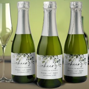 Étiquettes Pour Bouteilles De Vin Mousseux Script verdoyant REESE Mini Sparkling Vin Étiquett