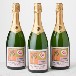 Étiquettes Pour Bouteilles De Vin Mousseux Seaside Soiree Fête des mariées Moderne Cute CUSTO