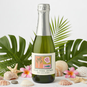 Étiquettes Pour Bouteilles De Vin Mousseux Seaside Soiree Fête des mariées Moderne Cute CUSTO