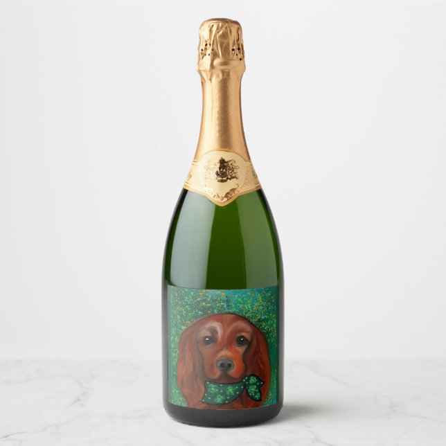 Étiquettes Pour Bouteilles De Vin Mousseux Setter rouge irlandais (Devant)
