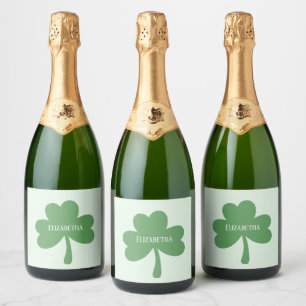Étiquettes Pour Bouteilles De Vin Mousseux Shamrocks verts St. Patrick's Day Nom personnalisé