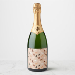Étiquettes Pour Bouteilles De Vin Mousseux Silhouette de chat