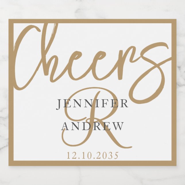 Étiquettes Pour Bouteilles De Vin Mousseux Simple Monogramme Gold Calligraphy Script Sparklin (Étiquettes simples)