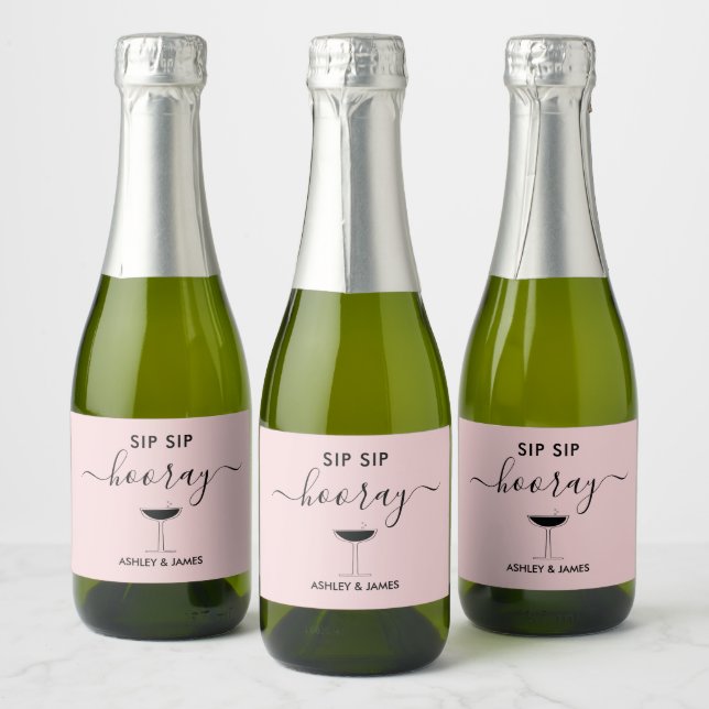 Étiquettes Pour Bouteilles De Vin Mousseux Sip Sip Hooray Étiquette, Mariage Bubbly (Bouteilles)