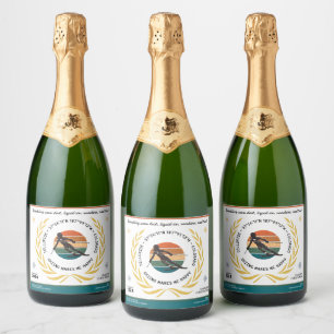 Étiquettes Pour Bouteilles De Vin Mousseux Ski Telluride, Colorado - Femme Skier, Texte noir