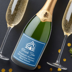 Étiquettes Pour Bouteilles De Vin Mousseux Société immobilière bleue Realtor personnalisé