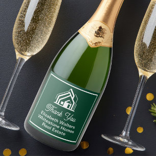 Étiquettes Pour Bouteilles De Vin Mousseux Société immobilière verte chic Realtor personnalis