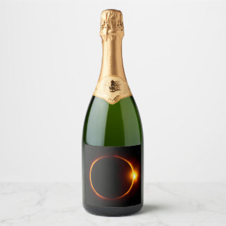 Étiquettes Pour Bouteilles De Vin Mousseux Solaire Éclipse Soleil foncé et Lune