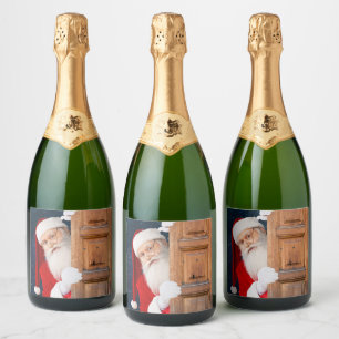 Étiquettes Pour Bouteilles De Vin Mousseux Son joyeux nom de Noël Père Noël