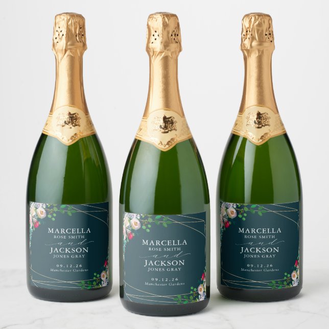 Étiquettes Pour Bouteilles De Vin Mousseux Succulents et Mariage Gold Chic (Bouteilles)