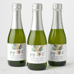 Étiquettes Pour Bouteilles De Vin Mousseux Teddy Bear Pop It When She Pops Baby shower Cadeau