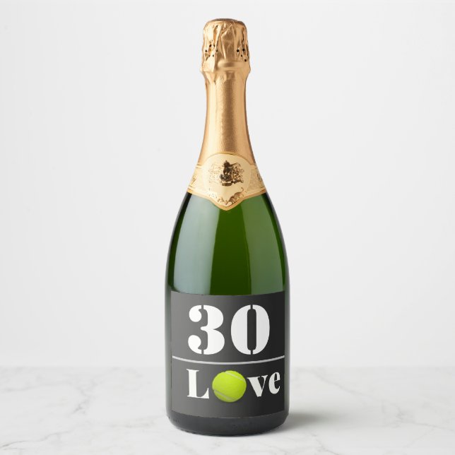 Étiquettes Pour Bouteilles De Vin Mousseux Tennis Ball 30e anniversaire avec amour (Devant)