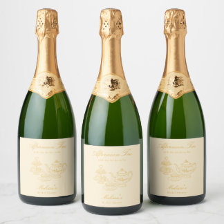 Étiquettes Pour Bouteilles De Vin Mousseux Thé de l'après-midi Mariage Shower Dessiné à la Ma