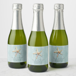 Étiquettes Pour Bouteilles De Vin Mousseux Thème de plage "Notre jour de mariage" Mini