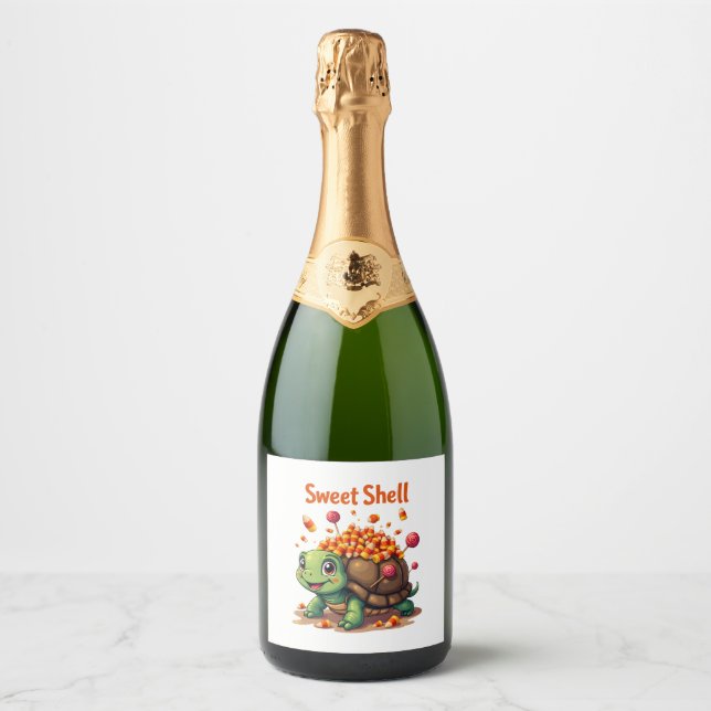 Étiquettes Pour Bouteilles De Vin Mousseux Tortue coquille de bonbons (Devant)