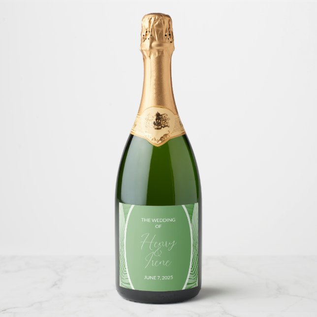 Étiquettes Pour Bouteilles De Vin Mousseux Tropical mariage (Devant)