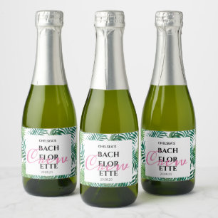 Étiquettes Pour Bouteilles De Vin Mousseux Tropical Palm Bachelorette Crew Summer Party Favor