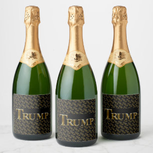 ÉTIQUETTES POUR BOUTEILLES DE VIN MOUSSEUX TRUMP ÉTATS-UNIS OR