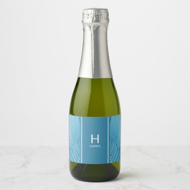Étiquettes Pour Bouteilles De Vin Mousseux Turquoise tropical personnalisé (Devant)