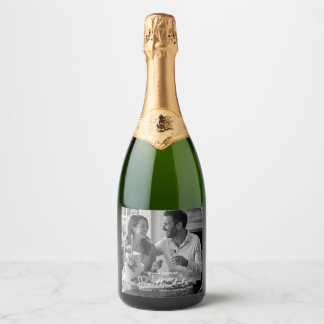 Étiquettes Pour Bouteilles De Vin Mousseux Typographie Élégante Photo de Paysage de Mariage M