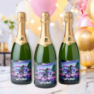 Étiquettes Pour Bouteilles De Vin Mousseux Vaporwave Roller Skate fête d'anniversaire