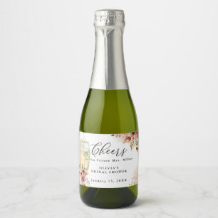 Étiquettes Pour Bouteilles De Vin Mousseux Verre à vin pétillant Rouille et or Shower de mari
