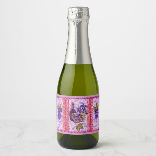 Étiquettes Pour Bouteilles De Vin Mousseux Vin Et Raisins Provence Pique-Nique Pointillisme (Devant)