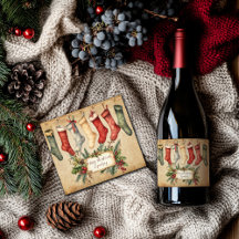 Vintage de Noël personnalisé SparklingVin étiquett