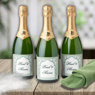 Étiquettes Pour Bouteilles De Vin Mousseux William Morris Art déco Floral Vins verts
