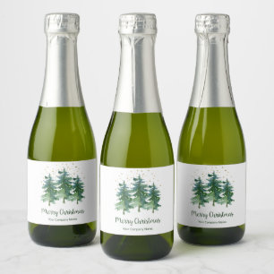 Étiquettes Pour Bouteilles De Vin Mousseux Winter Forest Merry Christmas Company
