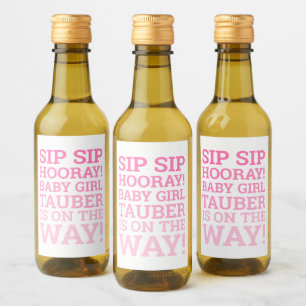 Étiquettes Pour Bouteilles De Vin Ombre Sip Sip Hooray Baby Girl Douche