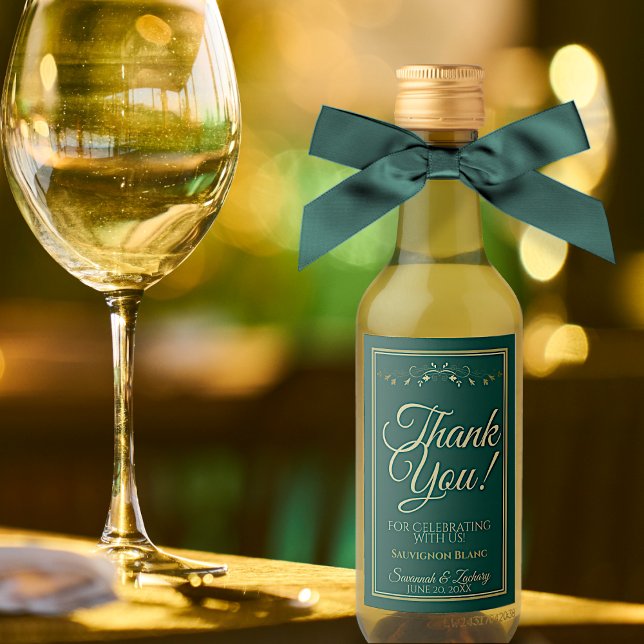 Étiquettes Pour Bouteilles De Vin Or sur Emerald Green Mariage Mini Merci (Créateur téléchargé)