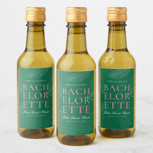 Étiquettes Pour Bouteilles De Vin Palme Tropicale moderne colorée Feuille Bacheloret