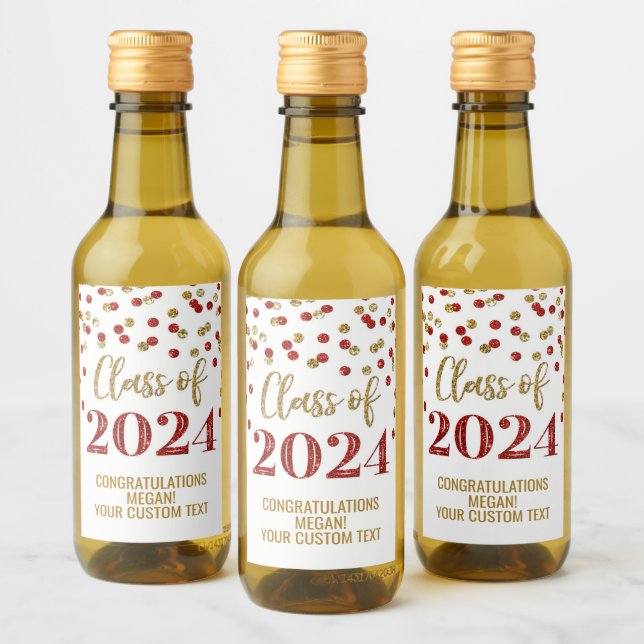 Étiquettes Pour Bouteilles De Vin Parties scintillant d'or rouge Confetti Graduation (Bouteilles)