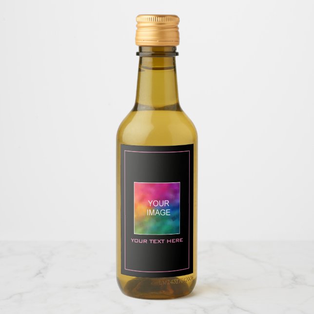 Étiquettes Pour Bouteilles De Vin Personnalisé Élégant Modèle Votre photo ou logo (Devant)