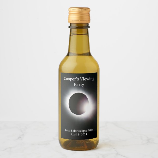 Étiquettes Pour Bouteilles De Vin Personnalisé Total éclipse solaire 2024 (Devant)